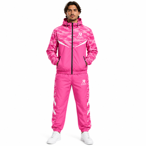 RONAL SPORTS Pink Camouflage Tracksuit Full <b>Zip</b> <b>Hooded</b> Sporty Design Quick Dry Polyester Men Women Adult Spring Wear - Product Image 3