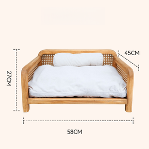 Hot Sale Rectangle Solid Wood Rattan Pet <b>Sofa</b> Bed Eco-Friendly & Waterproof Stain-Resistant Space-Saving for <b>Small</b> Animals - Product Image 2