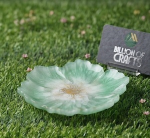 Bol en résine à motifs floraux verts, fait main, décoratif, pour la table à manger, la décoration de la maison ou des fêtes - Product Image 3