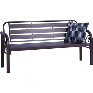 Vintage Antique Brown <b>Metal</b> Frame 3 Seater <b>Bench</b> Indoor Outdoor Hallway Entryway Dining Garden Seat - Product Image 2