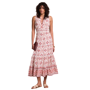 Vestido largo con estampado floral para mujer, estilo línea A con lazo frontal - Product Image 1