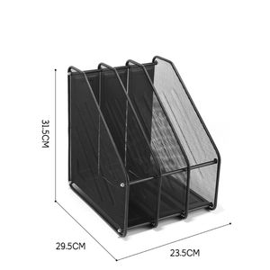 Organisateur de dossiers de bureau en maille métallique noire à 3 compartiments - Parfait pour organiser les documents du bureau et de l'école - Product Image 2