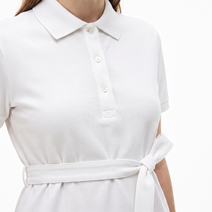 Camisa Blanca para Mujer, 100% Algodón, para Vestir, Manga Corta, Cuello con Solapa, Estampado Frontal, Logotipo Personalizado, Servicio OEM - Product Image 5