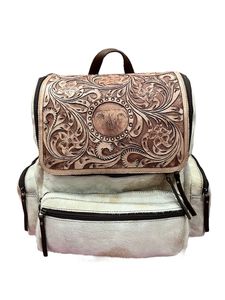 Vintage <b>Tooled</b> PU Leather Handmade Western Style Multi-Size Travel <b>Backpack</b> Premium Rucksack by HORZE N PET INTERNATIONAL - Product Image 4
