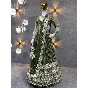 Magnifique robe Anarkali et pantalon avec dupatta pour les fêtes, vêtements indiens et pakistanais - Product Image 3