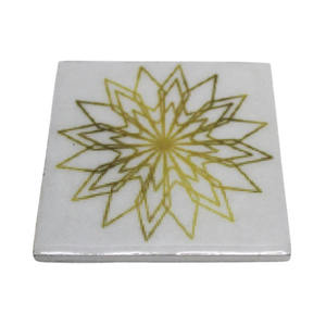Sous-verres carrés en céramique Elite Veins avec motif étoile dorée, sous-verres modernes faits à la main, écologiques et réutilisables - Product Image 1