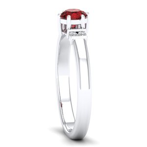 Anillo REYES con Granate de Corte Redondo de 0.5 Quilates en Oro Blanco Sólido de 14K, Anillos de Compromiso con Diamantes Certificados por IGI para Ella - Product Image 3