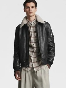 เสื้อแจ็คเก็ตบอมเบอร์ทรงนักบิน Jimmy Leather ป้องกันลม เป็นมิตรกับสิ่งแวดล้อม สไตล์สตรีทแวร์ - Product Image 1