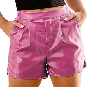 Shorts en cuir pour femmes 2025, haute qualité, respirant, style décontracté tendance, taille élastique, taille mi-haute, vente en gros de shorts en cuir - Product Image 2