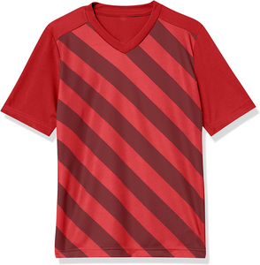 Maillot de football pour homme à rayures rouges, col en V, manches courtes, tissu polyester respirant, coupe classique - Product Image 5