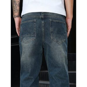 <b>Funky</b> Trending Modern Vintage Retro Green Textured High Straight Denim Eco-Friendly Breathable Autumn Winter 100% Cotton Street - Product Image 4