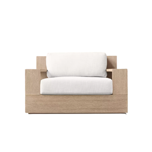 Sillón de Exterior Premium de Teca Sólida de Alta Gama con Cojín Grueso para Exteriores, Estructura de Madera Natural, Asiento de Lujo para Resort o Villa - Product Image 1