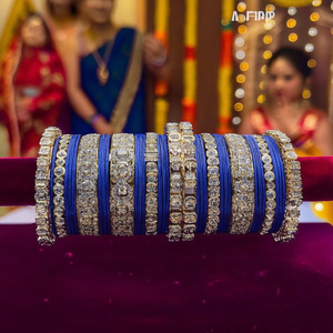 Sparkling Austrian Stone Fashion Jewelry <b>Set</b> Elegant Fancy <b>Bangles</b> for Wedding & Festive Wear-10575606BLU_2.8 - Product Image 3