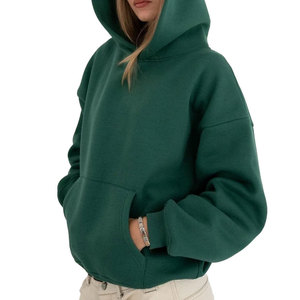 Chaqueta de lana sherpa rosa para mujer, con capucha, transpirable, estampada, de color sólido, con bolsillo canguro, para invierno - Product Image 3