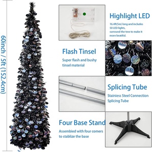 Precio <span class=keywords><strong>de</strong></span> fábrica, árbol <span class=keywords><strong>de</strong></span> <span class=keywords><strong>Navidad</strong></span> emergente, negro, 5 pies, plegable, árbol <span class=keywords><strong>de</strong></span> oropel <span class=keywords><strong>de</strong></span> <span class=keywords><strong>Navidad</strong></span> emergente - Product Image 6
