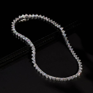 Moissanite Tennis <b>Necklace</b> Iced Out Silver Chain Luxury Sparkling Jewelry Elegant <b>Statement</b> <b>Necklace</b> For Women - Product Image 1