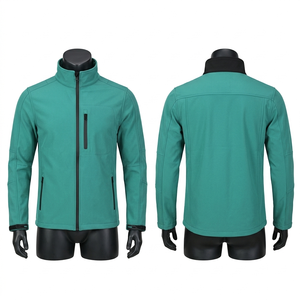 Mens 320 GSM Polyester Spandex Blue Soft Shell <b>Work</b> <b>Jacket</b> Custom Embroidery Print Logo - Product Image 2