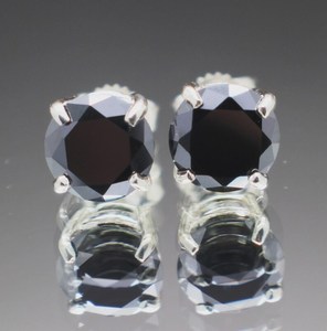 925 Sterling Silver 1CT Each Round Cut Black Moissanite Stud <b>Earrings</b> For Women's <b>Fine</b> Jewelry Anniversary Party Ceremonies Gift - Product Image 2