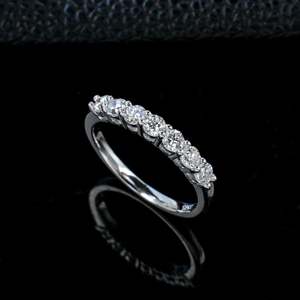 Classic Seven-Stone Moissanite Wedding Band 925 Sterling <b>Silver</b> <b>Stacking</b> Eternity <b>Ring</b> - Product Image 4