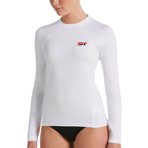 Haut de sport athlétique pour femme à manches courtes, anti-UV, pour sports nautiques et surf, compression, fitness, tissu extensible et durable - Product Image 1