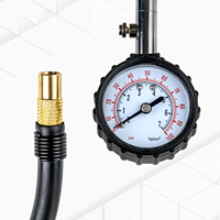 Manomètre analogique robuste 4x4 Roadpower (RP-GAU-708) avec tuyau en laiton massif 100 PSI pour toutes les valves Schrader standard