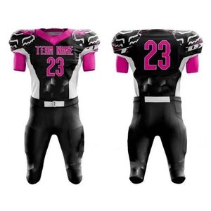 Conjunto de Uniforme de Fútbol Americano para Hombre, Negro y Rosa, Cuello en V, Sublimado, Transpirable, Ajustado, Manga Corta, Número de Equipo 23 - Product Image 1