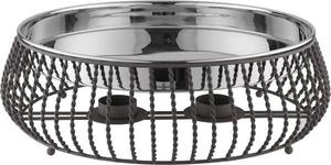 Hammered Stainless Steel Food Warmer Round <b>Buffet</b> <b>Server</b> with Twisted Wire Basket Stand for Hotel Restaurant Catering Display - Product Image 3