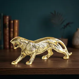 Sculpture religieuse de tigre en aluminium sculpté, finition argentée, art moderne, objet de collection, fait main, écologique, pour la maison, le bureau ou la table. - Product Image 2