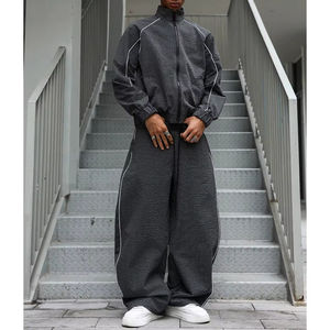 Survêtements unisexes en molleton respirant avec logo imprimé par transfert thermique style graffiti personnalisé, pantalons évasés superposés et sweat-shirts pour hommes - Product Image 1