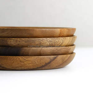 Assiette en bois massif personnalisée vaisselle assiette de service en bois d'acacia écologique assiettes à riz en bois pour restaurant hôtel vaisselle - Product Image 5