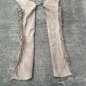 Top Selling Cowhide Suede Leather Long Farrier <b>Chaps</b> Canvas Western <b>Cowboy</b> Style for Horse Riding Accessories - Product Image 2