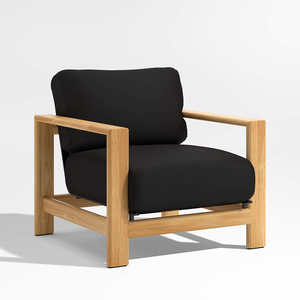 Sillón Moderno Nathalie Hecho de Madera de Teca Sólida de Alta Calidad con Acabado de Tapicería Natural para Uso en Interiores o Exteriores - Product Image 1