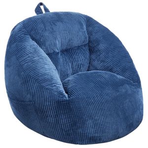 Sedia a sacco a 3 piedi con morbida copertura in velluto orsacchiotto 25D imbottita in Memory Foam morbida tasca portaoggetti blu per camera da letto giochi - Product Image 1