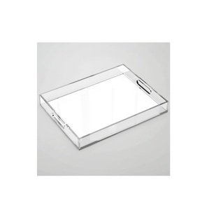 High On Demanding Rectangle <b>Clear</b> Acrylic Serving Tray with Handles Customize Design Acrylic Tray Factory Customized - Product Image 2