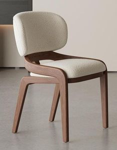 Silla de Comedor de Lujo de Madera de Teca con Tapicería Texturizada - Product Image 1