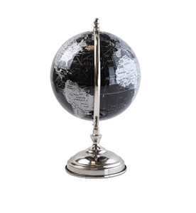 Globo Terráqueo de Aluminio Estilo Antiguo con Base Negra Mate, Globo Geográfico Retro para Escritorio, Decoración para Sala de Estudio - Product Image 5
