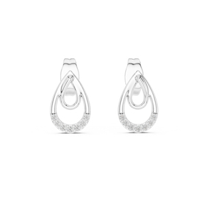 Boucles d'oreilles clous en or blanc 14 carats avec diamants de laboratoire ronds pour femmes |   Vêtements de fiançailles |   Nouveau diamant cultivé - Product Image 1