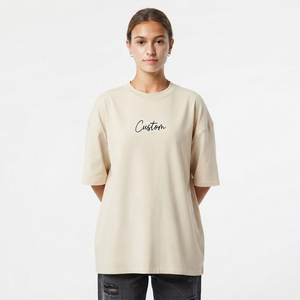 T-shirt oversize pour femme 100% coton, streetwear, épaules tombantes, manches courtes, logo personnalisé, vêtements à marque privée - Product Image 6