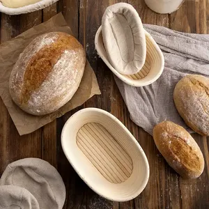 Cesta Banneton Ovalada Profesional de Ratán Natural con Forro para la Fermentación del Pan de Levadura - Product Image 3