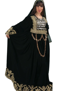 Vestido Maxi Casual Bohemio Vintage Ecológico para Mujer, Estilo Afgano, de Gasa, Manga Larga, Bordado, con Botones - Product Image 5