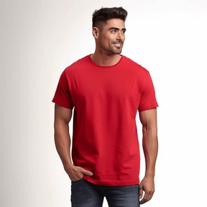 เสื้อสเวตเชิ้ตคอกลมสีแดงสำหรับผู้ชาย ไซส์พลัส ออกแบบตามสั่ง ขนาดพอดีตัว ผ้าฝ้าย 100% ลายเรียบ ผ่านเทคนิคการซักแบบถัก เหมาะสำหรับกิจกรรมกลางแจ้ง - Product Image 1