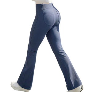 Flare <b>Leggings</b> Women High Waisted Yoga Pants Ribbed Knit <b>Flared</b> Tights Loose Bootcut Trousers Slimming Workout Activewear - Product Image 5