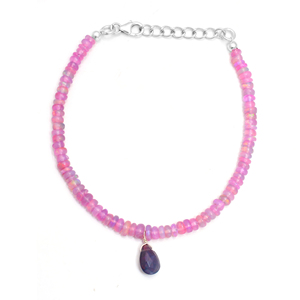 Natural Ethiopian <b>Opal</b> Magenta Classic Strand <b>Bracelet</b> 925 Sterling Silver Smooth Gemstone Handmade Women's Party Fashion - Product Image 1