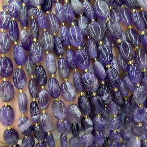 Cuentas ovaladas de amatista, piedras preciosas naturales sueltas, hilo de cuentas para la fabricación de joyas y manualidades DIY. - Product Image 5