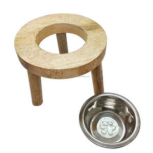Bol en acier inoxydable avec support en bois Mangeoire pour animaux de compagnie en bois de qualité supérieure personnalisée Offre Spéciale bols d'alimentation en bois pour animaux de compagnie par FWE - Product Image 5