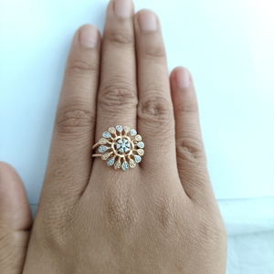 Namivaa Other Floral Halo Cluster <b>Ring</b> for Women with Micro Insert Round and Pear Cuts Elegant <b>Statement</b> Wedding Party Gift - Product Image 5