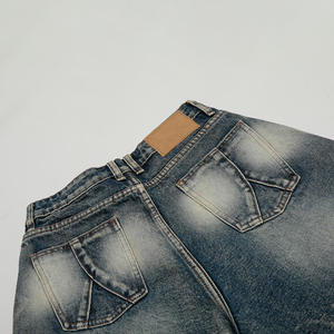 Men's High Waist Bleached Denim Bermuda Shorts Washed Cotton Casual Style <b>Button</b> <b>Fly</b> Woven Material - Product Image 6