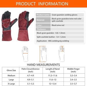 Guantes de soldador de alta calidad para protección de manos, de cuero vacuno, para soldadura TIG y uso general, servicio OEM. - Product Image 4