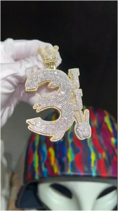 Colgante de Letra con Corte Redondo de Moissanita, Chapado en Oro de Dos Tonos, Plata de Ley 925, Joyería Hip Hop, Regalo de Alta Gama - Product Image 5