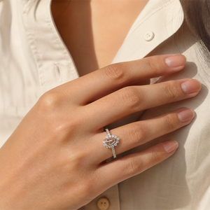 Bague de fiançailles semi-montée classique en or blanc 18 carats, certifiée IGI, taille brillant rond, sertissage halo, bague de mariage OEM/ODM, MOQ 1 pièce - Product Image 5